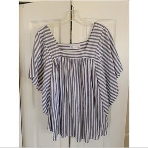 Blue stripe summer blouse - butterfly(?) sleeves